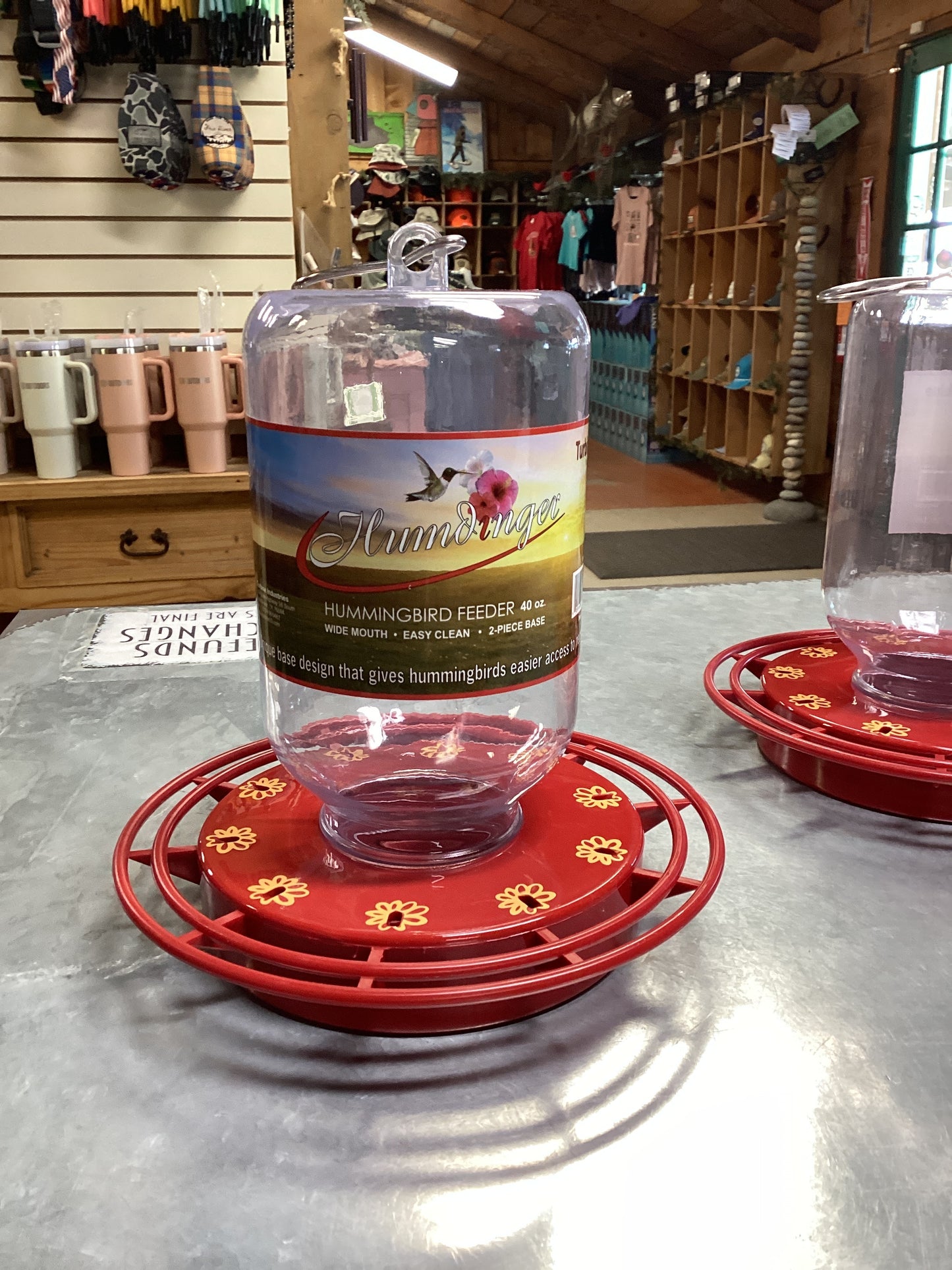 Plastic hummingbird feeder