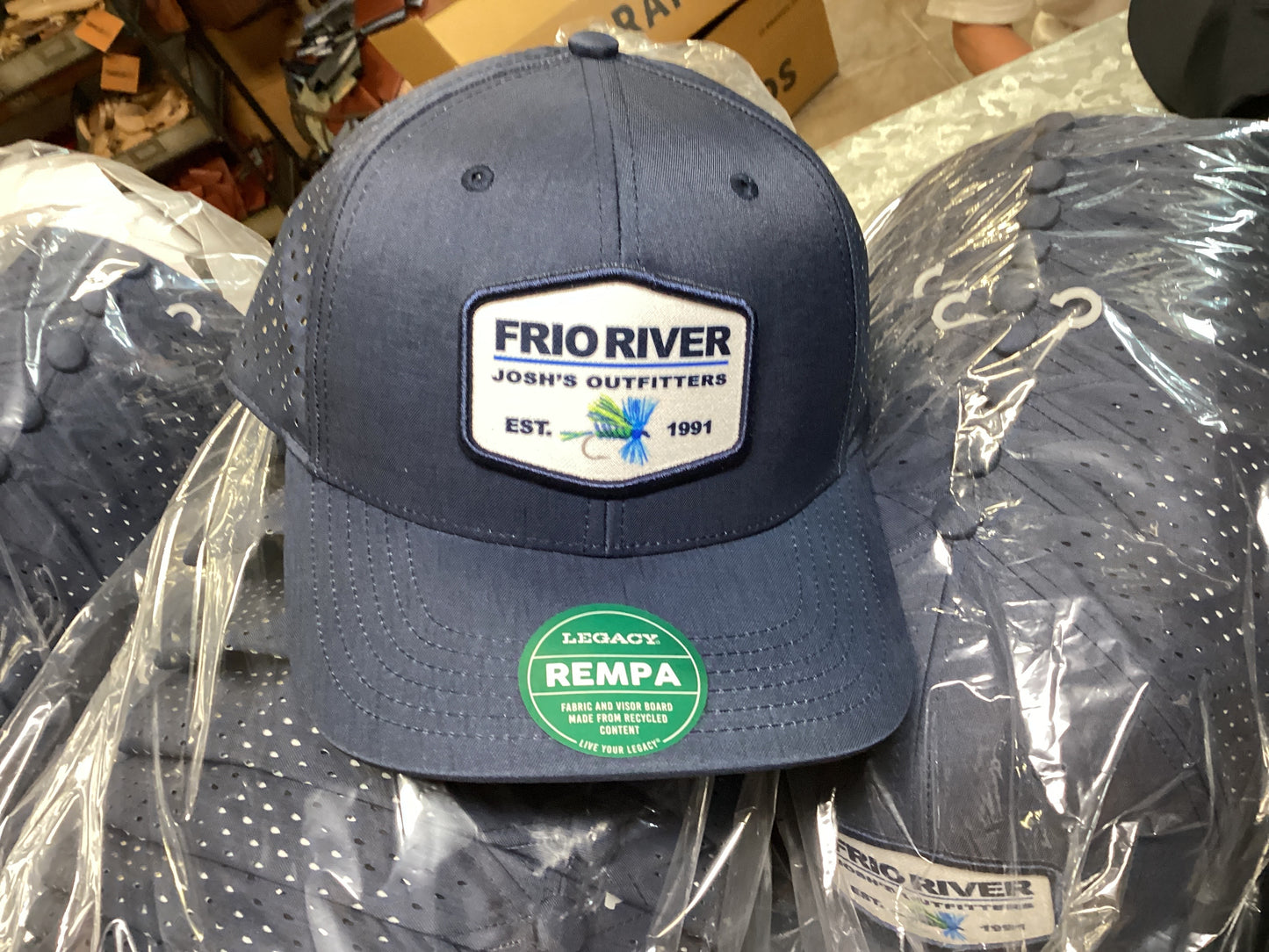 Navy/green fly hat