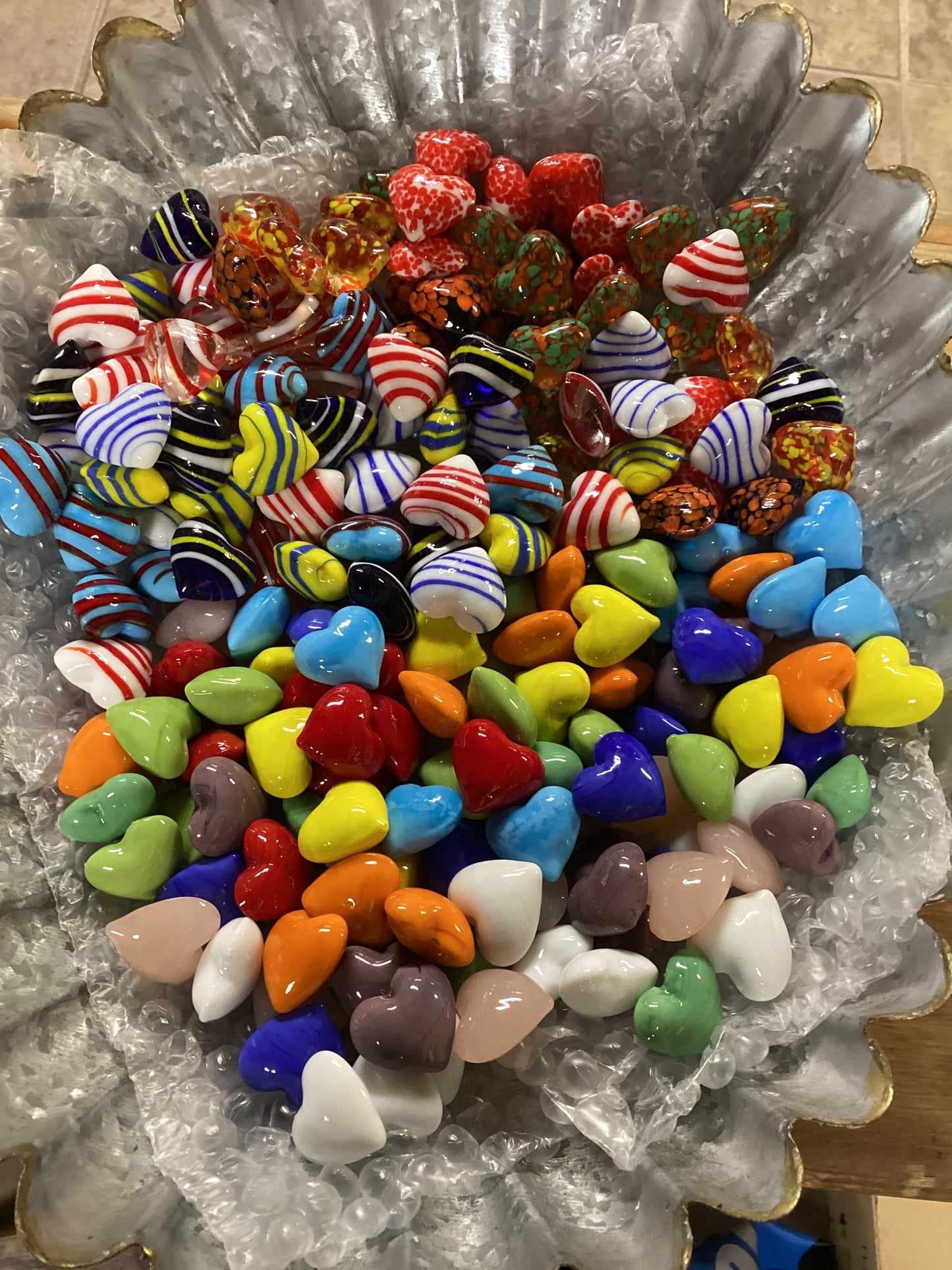 Rainbow Glass Hearts