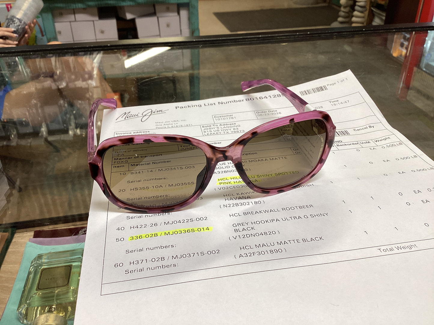 HCL HILUHILU SHINNY SPOTTED PINK HAVANA MAUI JIM shades
