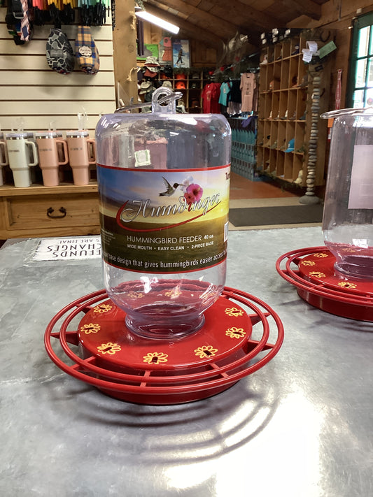 Plastic hummingbird feeder