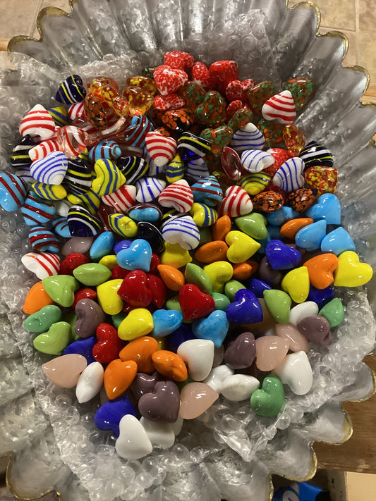Rainbow Glass Hearts