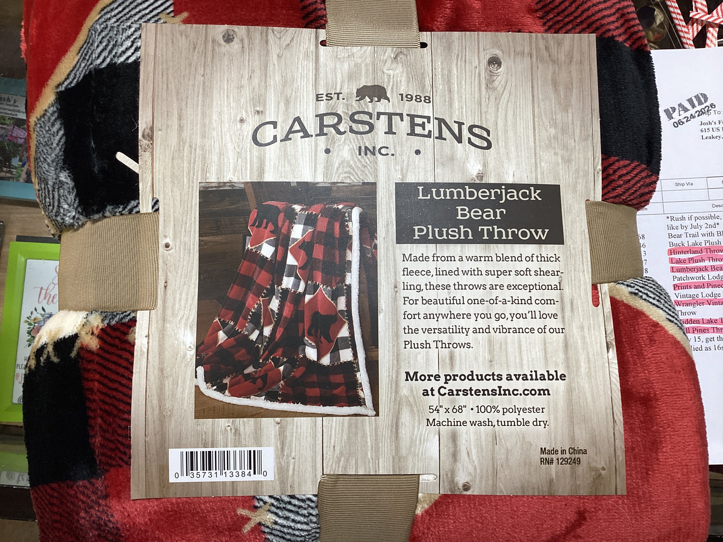 Lumberjack Bear Plush Throw