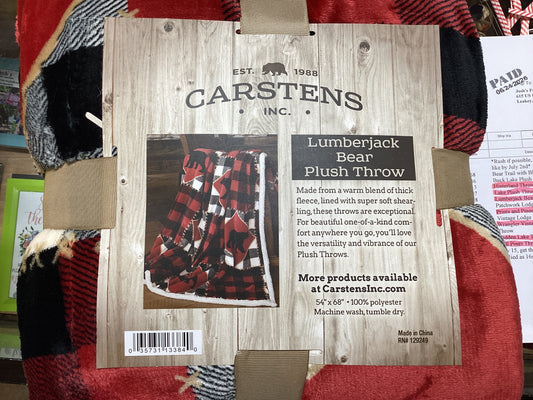 Lumberjack Bear Plush Throw