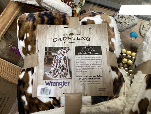 Wrangler Tri Color Cowhide Plush Throw