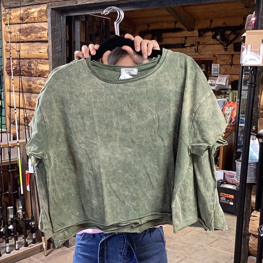 Green T Crop Top Shirt