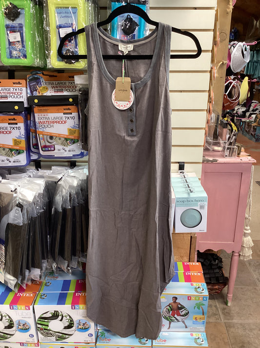 Ash Grey Button Fitted Dress