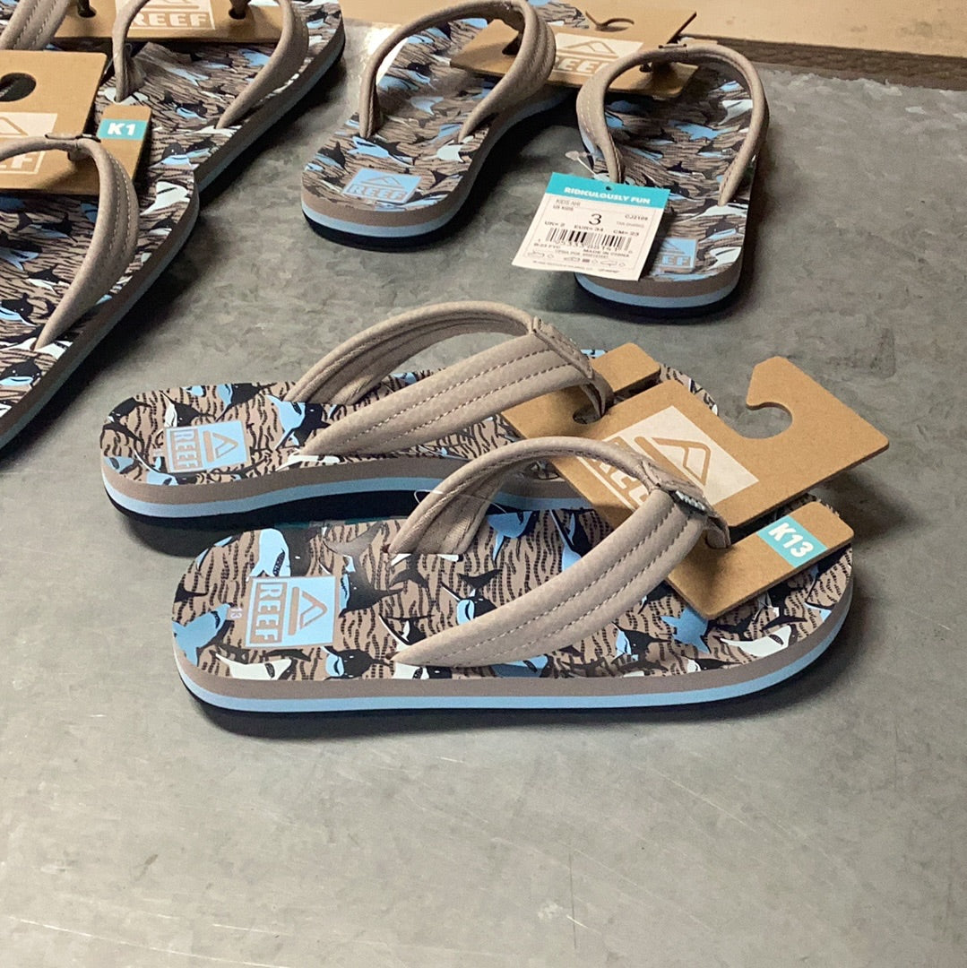 Kids AHI Reef Sandals Tan Sharks